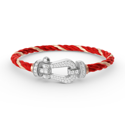 [✨Rose💎]BRACELET FORCE GRAND FER À CHEVAL EN ARGENT