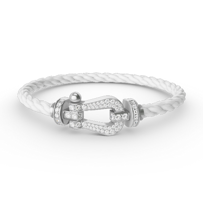 [✨Rose💎]BRACELET FORCE GRAND FER À CHEVAL EN ARGENT