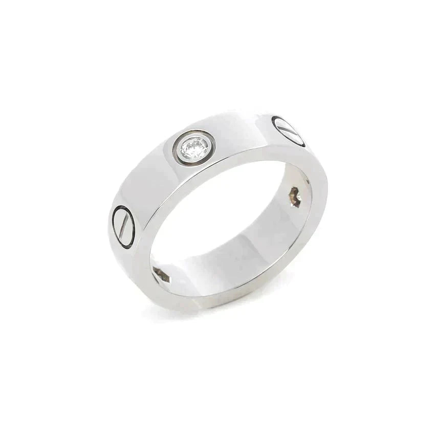 [✨Rose💎] BAGUE D'AMOUR 5,5 MM 3 DIAMANTS ARGENT