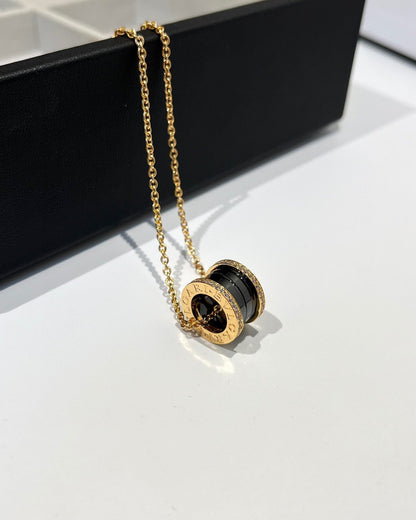 [✨Rose💎] COLLIER ZÉRO 1 EN OR ROSE ET DIAMANT EN CÉRAMIQUE NOIRE