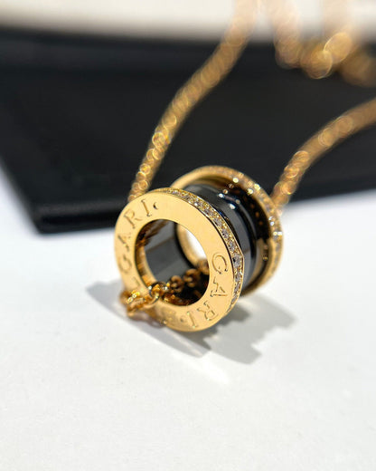 [✨Rose💎] COLLIER ZÉRO 1 EN OR ROSE ET DIAMANT EN CÉRAMIQUE NOIRE